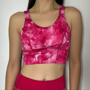 Lululemon Womens Size 6 Pink Tie Dye Crisscross Crop Top Sports Bra Yoga